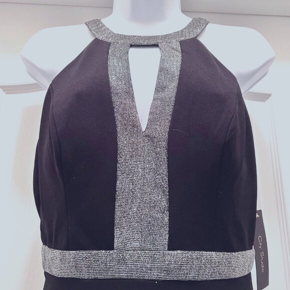 City Studio Long Maxi Black & Silver Formal Dr.-NWT-Sz 3-Shine-Prom-Dance-Cruise - Picture 5 of 16